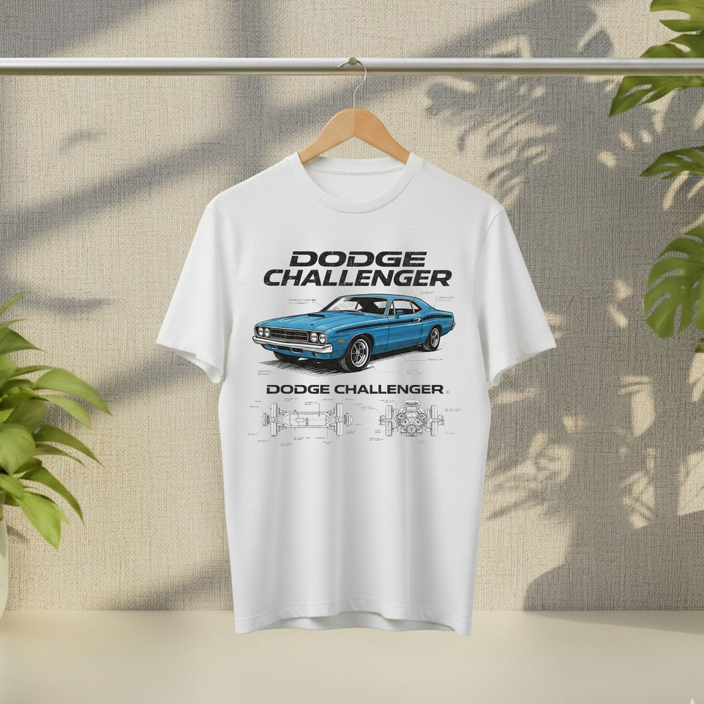 Dodge Challenger Classic Blueprint T-Shirt | Vintage Muscle Car Apparel